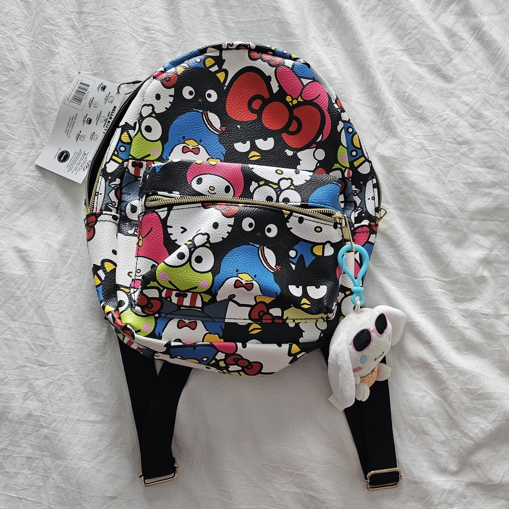 Sanrio Multicolor Kids Mini Backpack with Plush Charm
